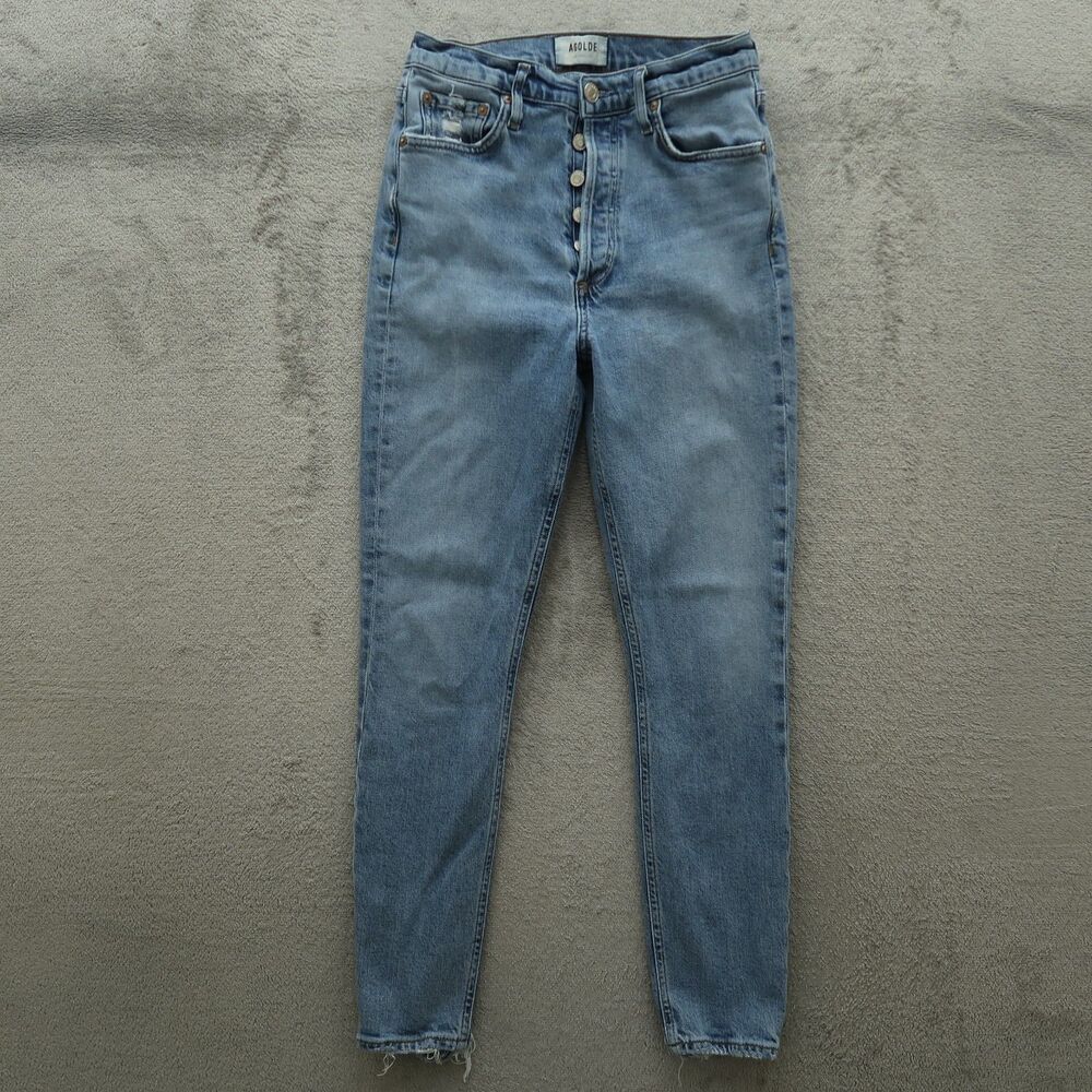 AGOLDE Jeans Women's Size 25 High-Rise Nico Skinny Denim 26.5" Inseam Destroyed